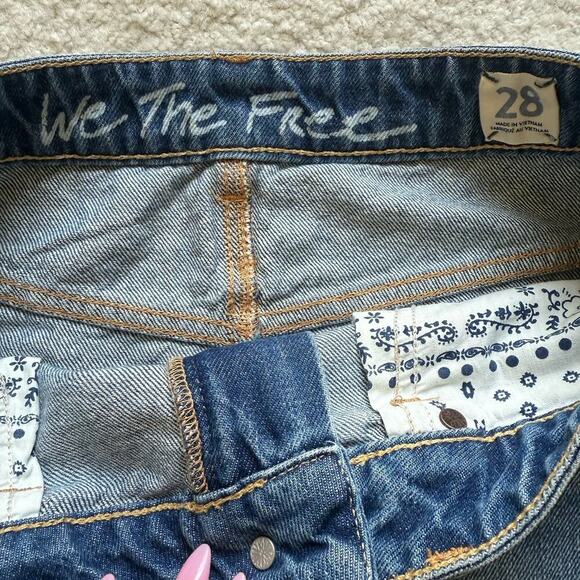 Free People We the Free Bailey Denim Skirt Size 28 Raw Hem Beach Asymmetrical - Picture 6 of 7